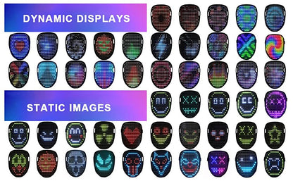 Led Mask Gesture Sensing With 50 Pattern Halloween Cosplay