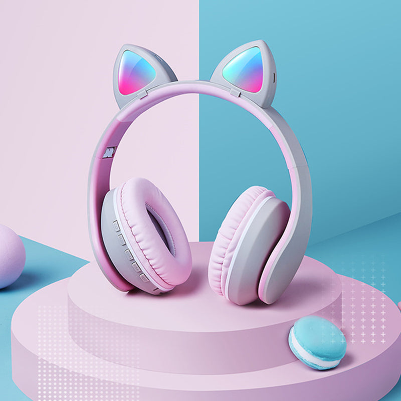 Oreilles de chat basses lourdes Bluetooth coeur girly mignon