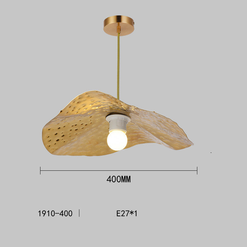 Lámpara de araña de hoja de loto de estilo chino, luz de escalera, salón de té, Hotel