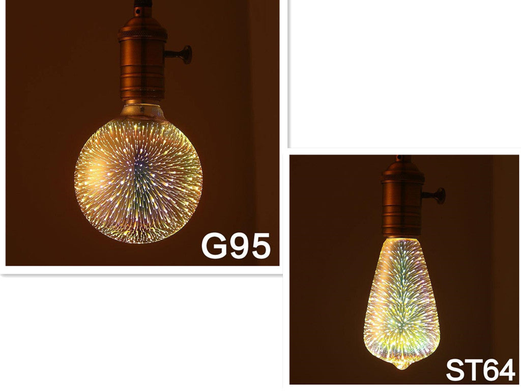 Ampoule LED de décoration 3D, feu d'artifice 110 220V ST64 G95 G80 G125 A60, bouteille en forme de cœur, lumières de vacances, nouveauté, lampe de noël