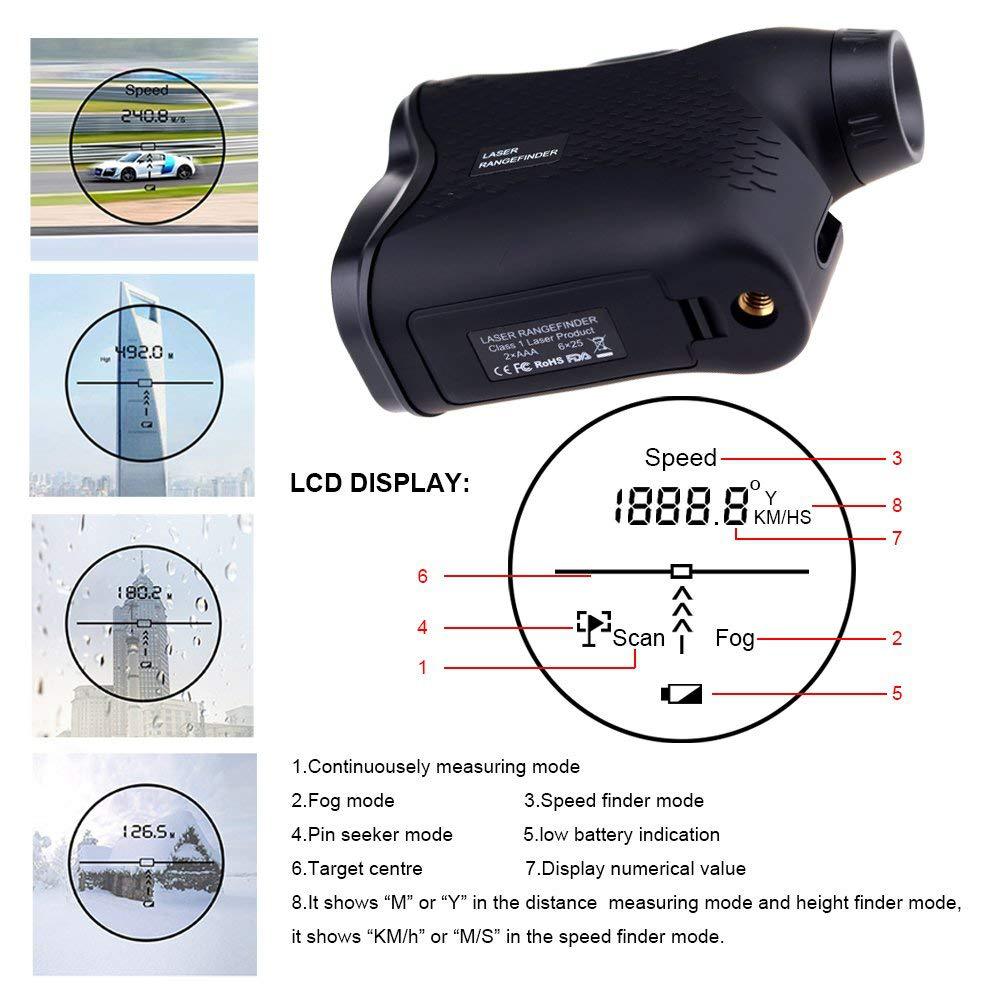 Telescopio portátil de velocidad y alcance láser