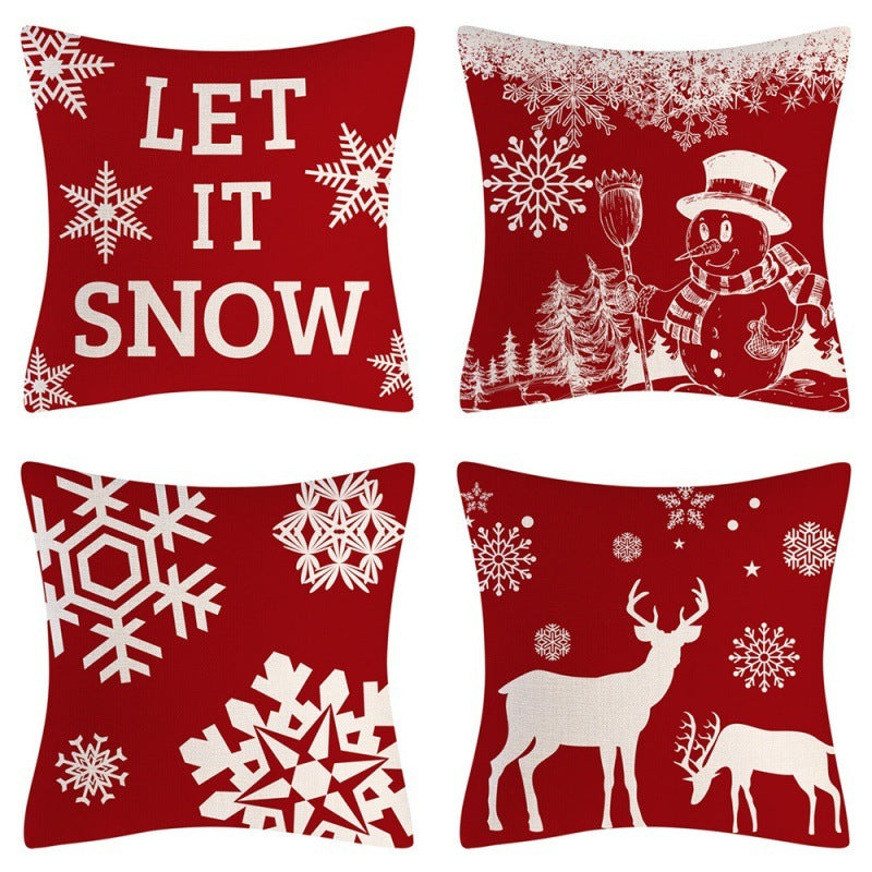 Home Decoration Christmas Pillow Cover Four-piece Set