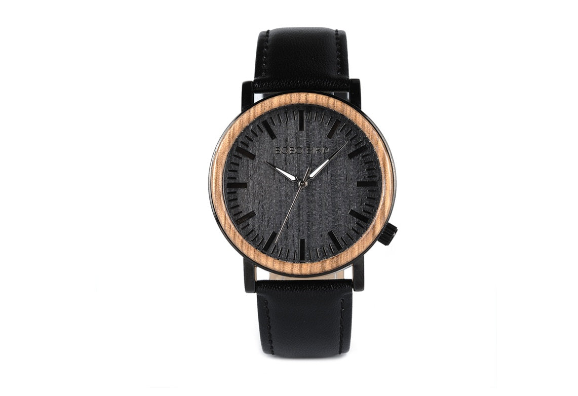 Reloj informal de madera con correa para hombre, mesa de madera, viento de jardín, cuarzo