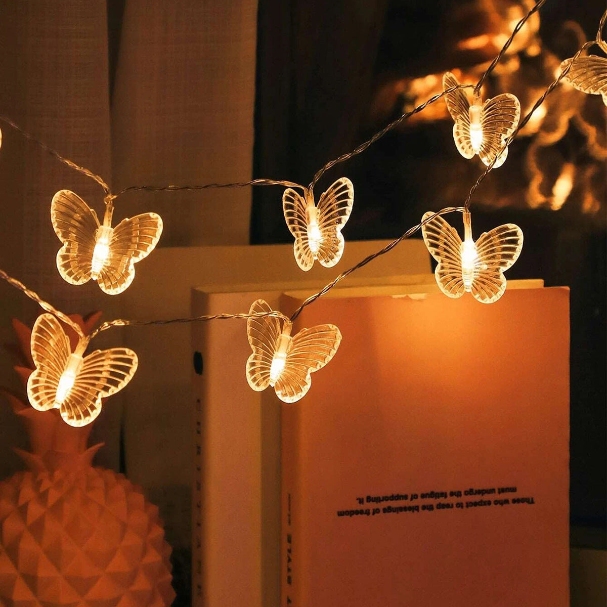 Guirlande lumineuse de décoration de noël papillon, 3 mètres, 20 lumières