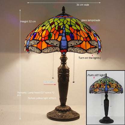 Tiffany Dragonfly Stone Table Lamp Bedroom Living Room Retro