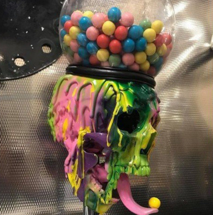 Máquina de chicles, artesanías de resina, máquina de burbujas con forma de calavera, adornos de mesa para Halloween