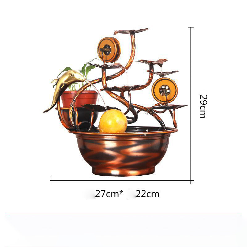 Pure Copper Water Ornaments Feng Shui Wheel Wealth Fountain