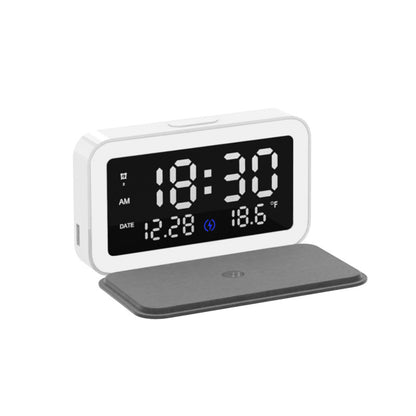 Horloge de charge sans fil 6 en 1, thermomètre numérique 15W, chargeurs sans fil, veilleuse LED, réveil, téléphone portable, charge rapide