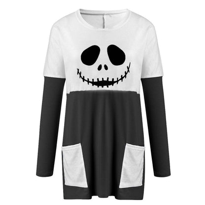 Blusa larga con estampado de calabaza fantasma para mujer de Halloween