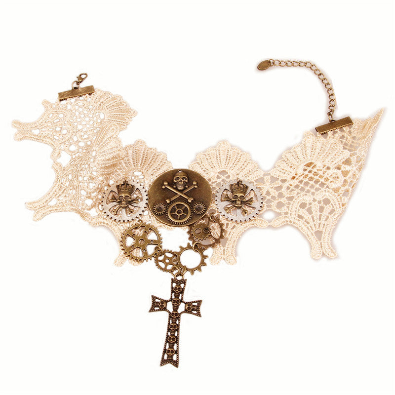 Collier Steampunk Court Retro Gear, accessoires de crâne pour Halloween