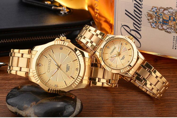 Relojes de vestir dorados para hombre de marca de lujo de acero inoxidable