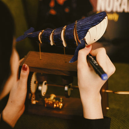 Wooden Hand Whale Music Box