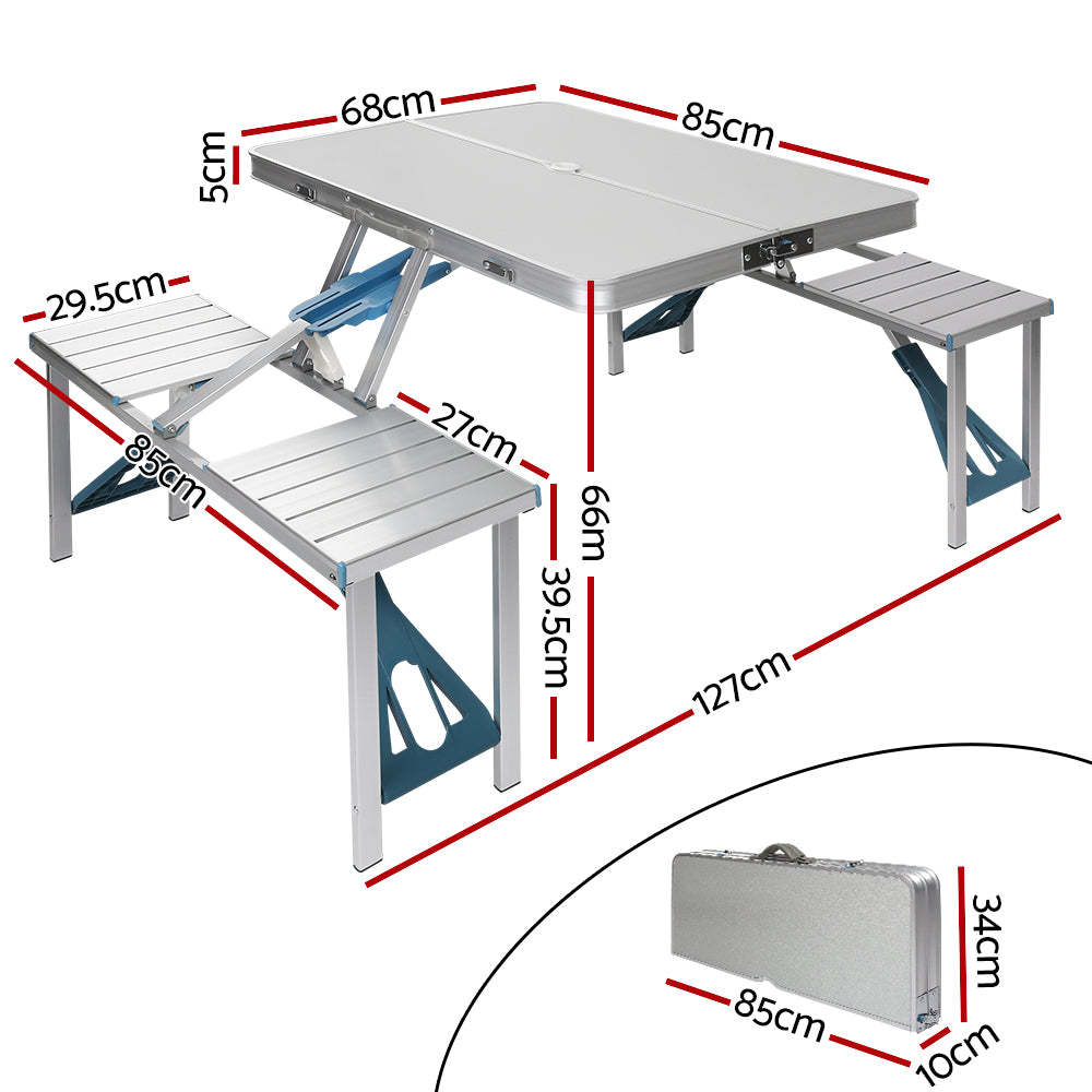 Table et chaise pliantes d'extérieur d'une seule pièce, Table pliante en alliage d'aluminium, vente en gros, Barbecue, ménage, Camping, Table et chaise portables en alliage d'aluminium