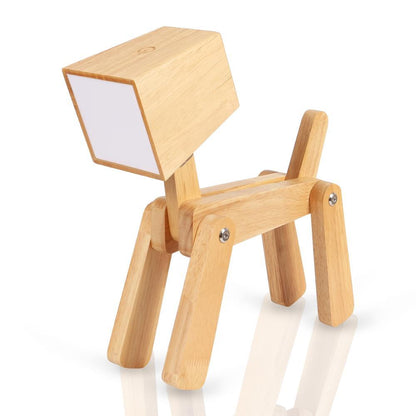 Lámpara de mesa pequeña táctil LED para cachorros, mesita de noche, madera maciza