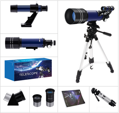 Télescope astronomique télescope réfracteur 70mm observation de la lune pour enfants adultes débutants en astronomie lentille 16X 67X avec lunette de recherche