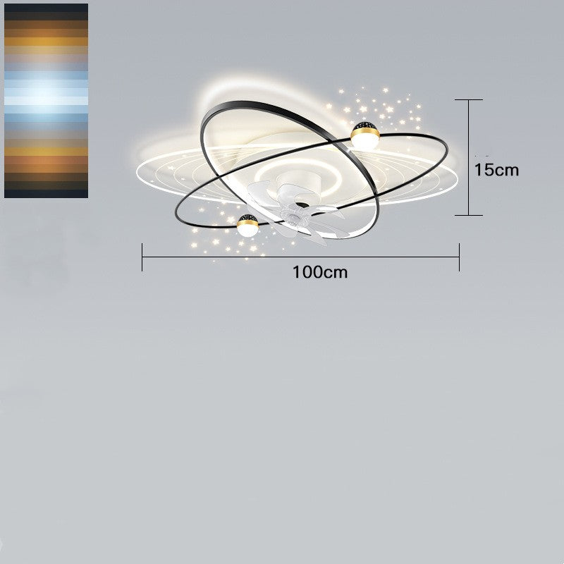 Modern Simple Bedroom Living Room Projection Fan Overhead Light