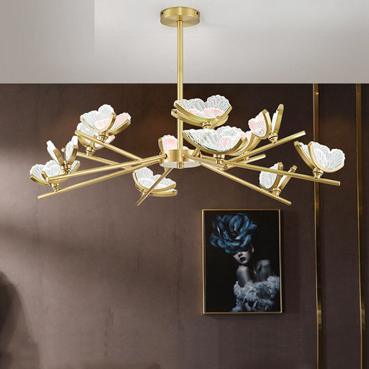 Lustre tout en cuivre pour salon de luxe et simple