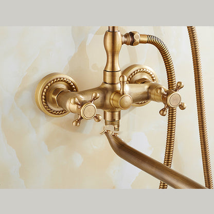 Pommeau de douche Antique de Style européen, robinet chaud et froid de baignoire en cuivre