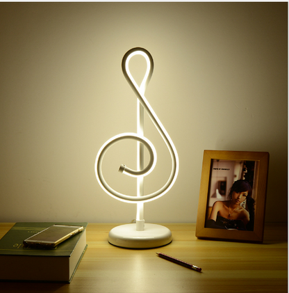 Moderne Simple Musique Symbole Chambre Lampe De Chevet Chaud Romantique Ménage Créatif Personnalité Soins Oculaires Bureau LED