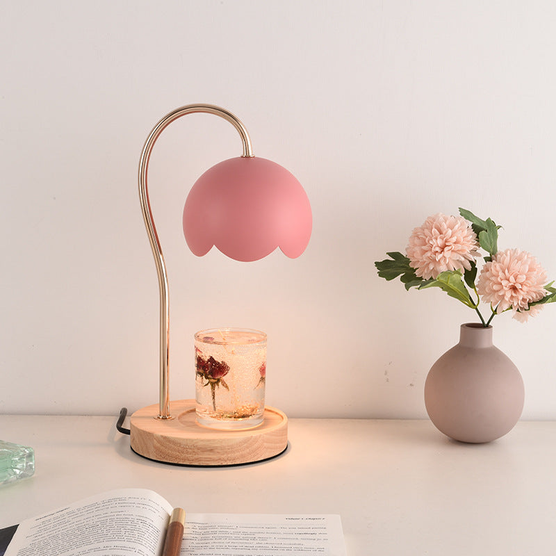 Lampe de chevet parfumée à bougie fondue, lumière ambiante à intensité variable, roses