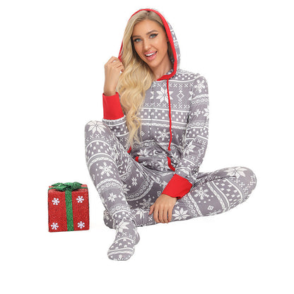 Nuevo pijama navideño para usar en casa, conjunto de una pieza para padres e hijos, alce, copo de nieve