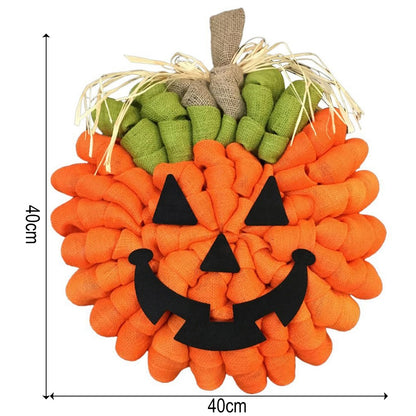 Couronne de citrouille d'automne pour Halloween, pendentif artificiel à suspendre à la porte d'entrée