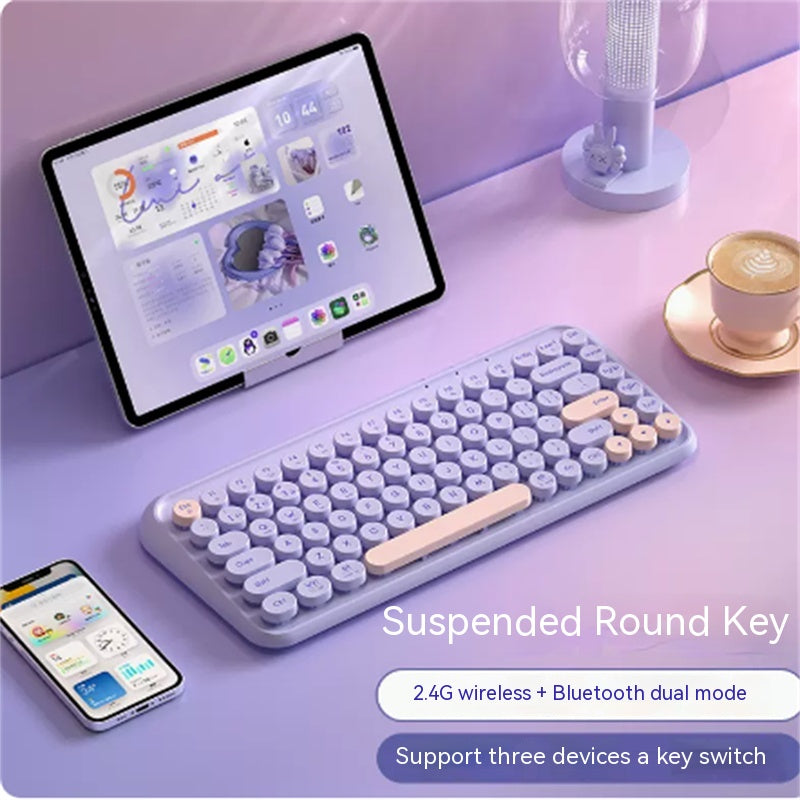 Ensemble clavier et souris Bluetooth à trois modes, sans fil, pour ordinateur portable, tablette de bureau pour filles