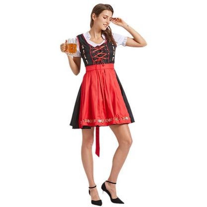 Costume de carnaval d'Halloween Costume de festival de bière allemand Costume à bretelles taille divisée Vêtements pour femmes bavarois