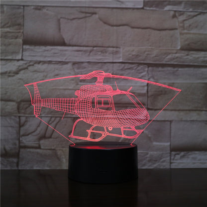 Lámpara de escritorio LED táctil colorida con luz nocturna 3D serie helicóptero