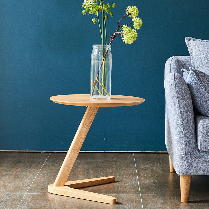 Petite table ronde multifonctionnelle en bois massif, salon nordique, balcon