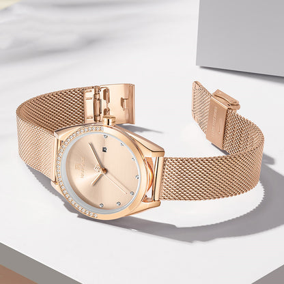 Montre à quartz étanche pour femme avec calendrier