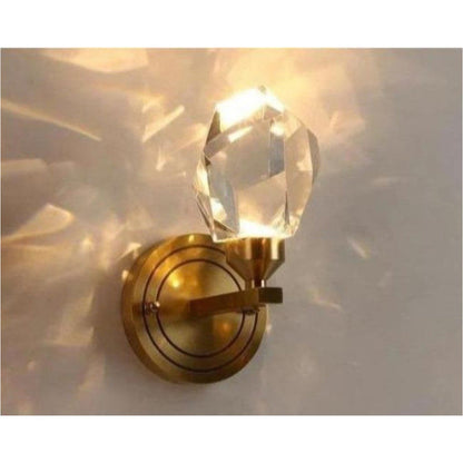 Copper Modern Villa Art Rotating Light Luxury Crystal Wall Lamp