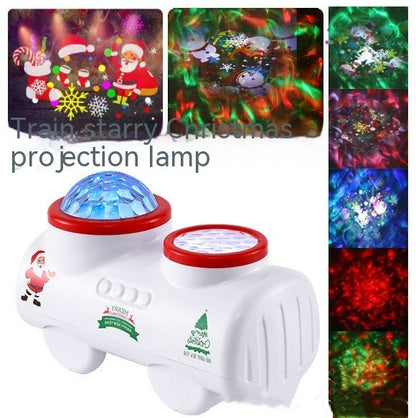 Train Starry Sky Projection Light LED Remote Control 16 Pictures Christmas Snowflake Projection Gift Home Holiday Atmosphere Lig