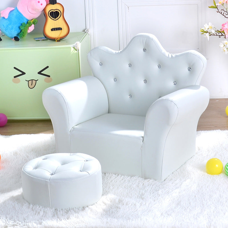 Children's Mini Cute Crown Sofa With Stool