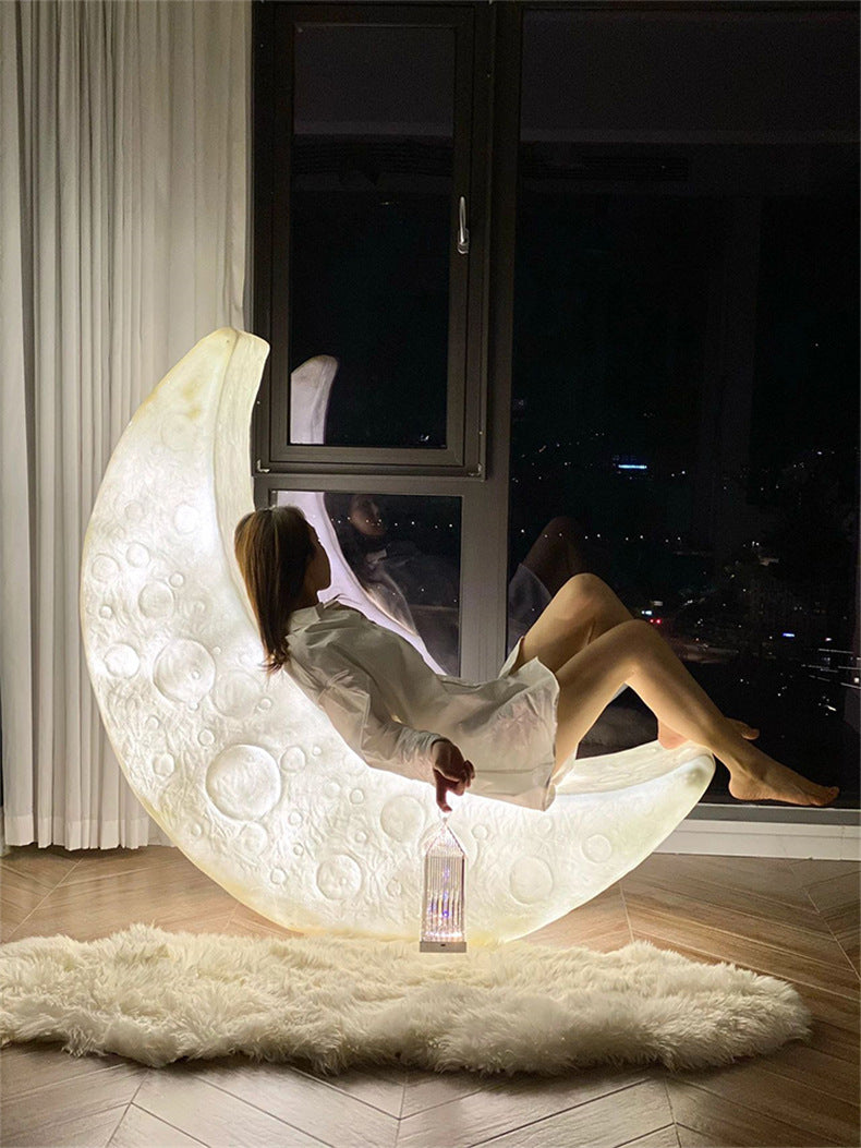 Luminous Moon Crescent Lounge Chair Floor Lamp