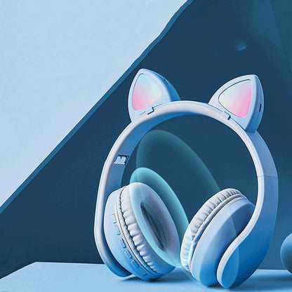 Oreilles de chat basses lourdes Bluetooth coeur girly mignon