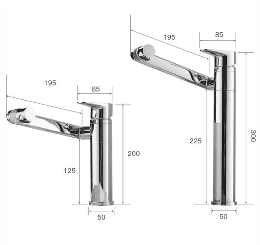 Grifo de agua fría y caliente para lavabo de cobre.