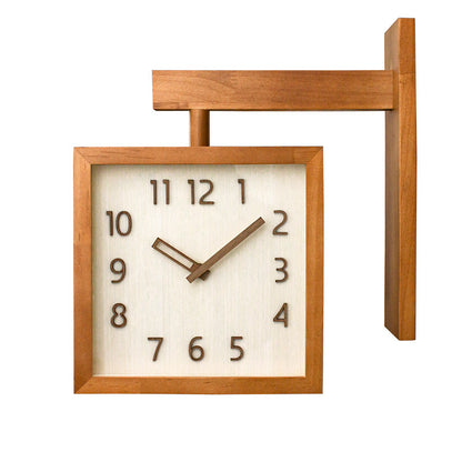 Solid Wood Double-sided Wall Mute Living Room Home Simple Corner Two-side Clock