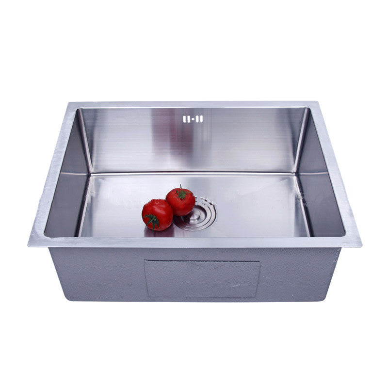 304 Stainless Steel Table Single Sink Small Rounded Corner Handmade Pots Vegetable Washing Sink