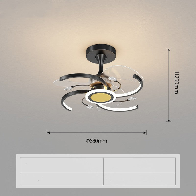 Lámpara de ventilador simple y moderna en la sala de estar