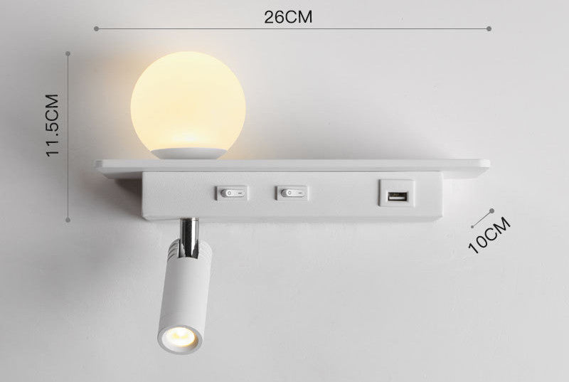 Lampe de chevet avec étagère pour port USB