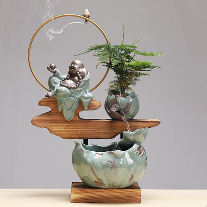 Creative Flow Ware Fountain Landscape Fortune Feng Shui Wheel Living Room Office Home Desktop Ornaments