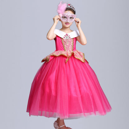 Vestido de princesa Aurora, disfraz de Halloween para niñas, ropa de actuación