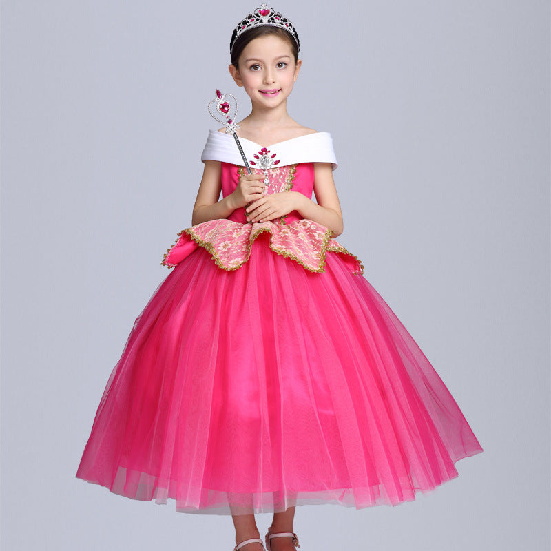 Vestido de princesa Aurora, disfraz de Halloween para niñas, ropa de actuación