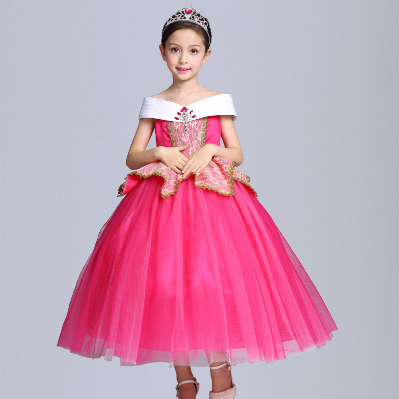 Vestido de princesa Aurora, disfraz de Halloween para niñas, ropa de actuación