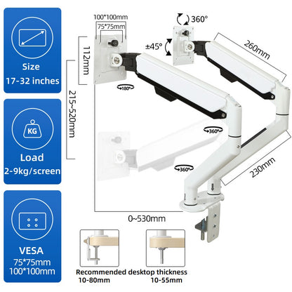 Pantalla Soporte de pantalla dual Escritorio sin perforar