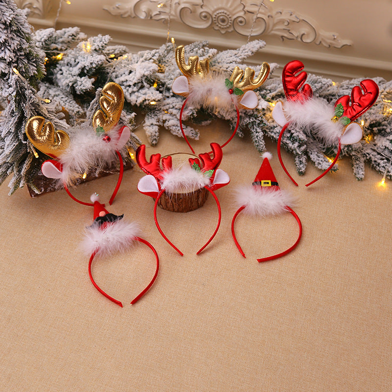 Christmas Decorations Fluff Antlers Bell Head Buckle Headband