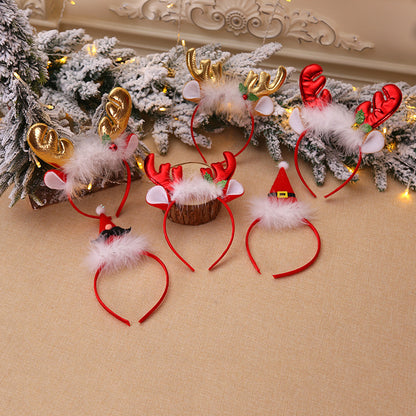 Christmas Decorations Fluff Antlers Bell Head Buckle Headband