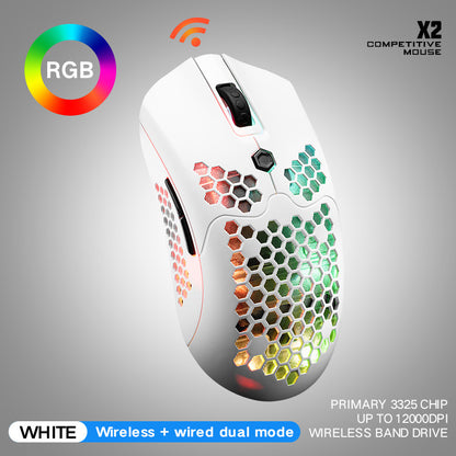 Ratón inalámbrico Wolf X2 gratuito, ratón para juegos RGB de modo dual 