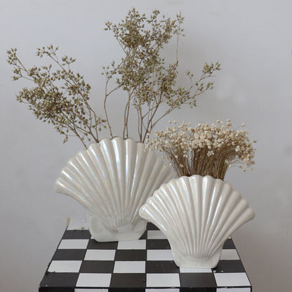 White Pearl Shell Vase Home Decoration